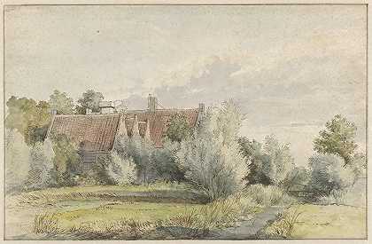树丛中的房子`Huis tussen bomen (1813 ~ 1863) by Arnoldus Johannes Eymer