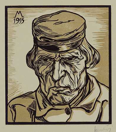 泽兰农民的肖像`Portret van een Zeeuwse boer (1915) by Simon Moulijn