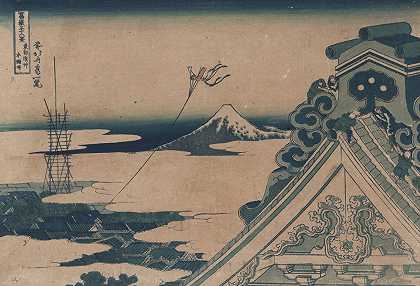 浅草红安吉`Tōto asakusa honganji (1830~1833) by Katsushika Hokusai