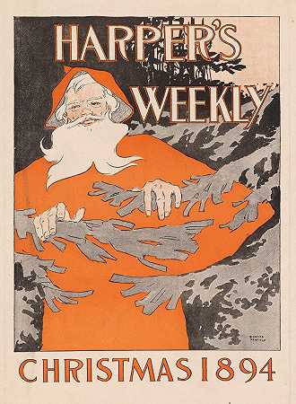 哈珀s周刊，1894年圣诞节`Harpers Weekly, Christmas 1894 (1894) by Edward Penfield
