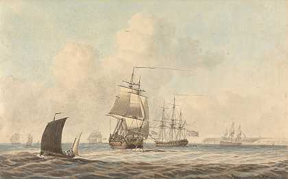 驶入英吉利海峡的军舰`Warships Passing in the Channel by Dominic Serres
