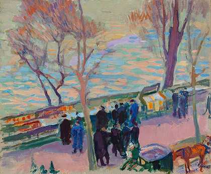 塞纳河两岸`Banks of the Seine (1912) by Magnus Enckell
