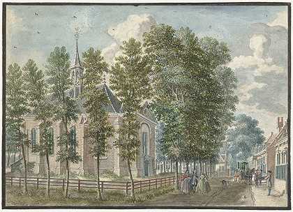 布卢门达尔教堂景观`Gezicht op de kerk van Bloemendaal (1713 ~ 1780) by Jan de Beijer