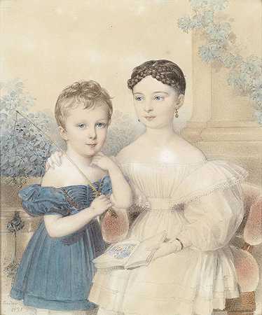 带图画书的孩子们`Kinder mit Bilderbuch (1831) by Johann Nepomuk Ender