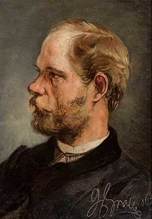 雕塑家瓦利·加多姆斯基画像`Portrait of Walery Gadomski, sculptor (1865) by Andrzej Grabowski
