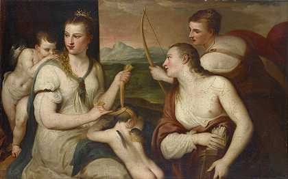 丘比特蒙着眼睛`Cupid Blindfolded by Venus by Venus
