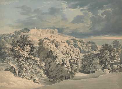 圣多纳格拉摩根郡s城堡`St. Donats Castle, Glamorganshire by John Glover