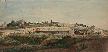 蒙马特山和磨坊，北面`La Butte et les moulins de Montmartre, face nord (1871) by Jean-Baptiste-François Arnaud-Durbec