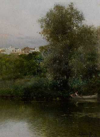溪流（里约热那勒斯，阿尔卡拉）`Stream (Rio Henares, Alcalá) by Emilio Sánchez-Perrier