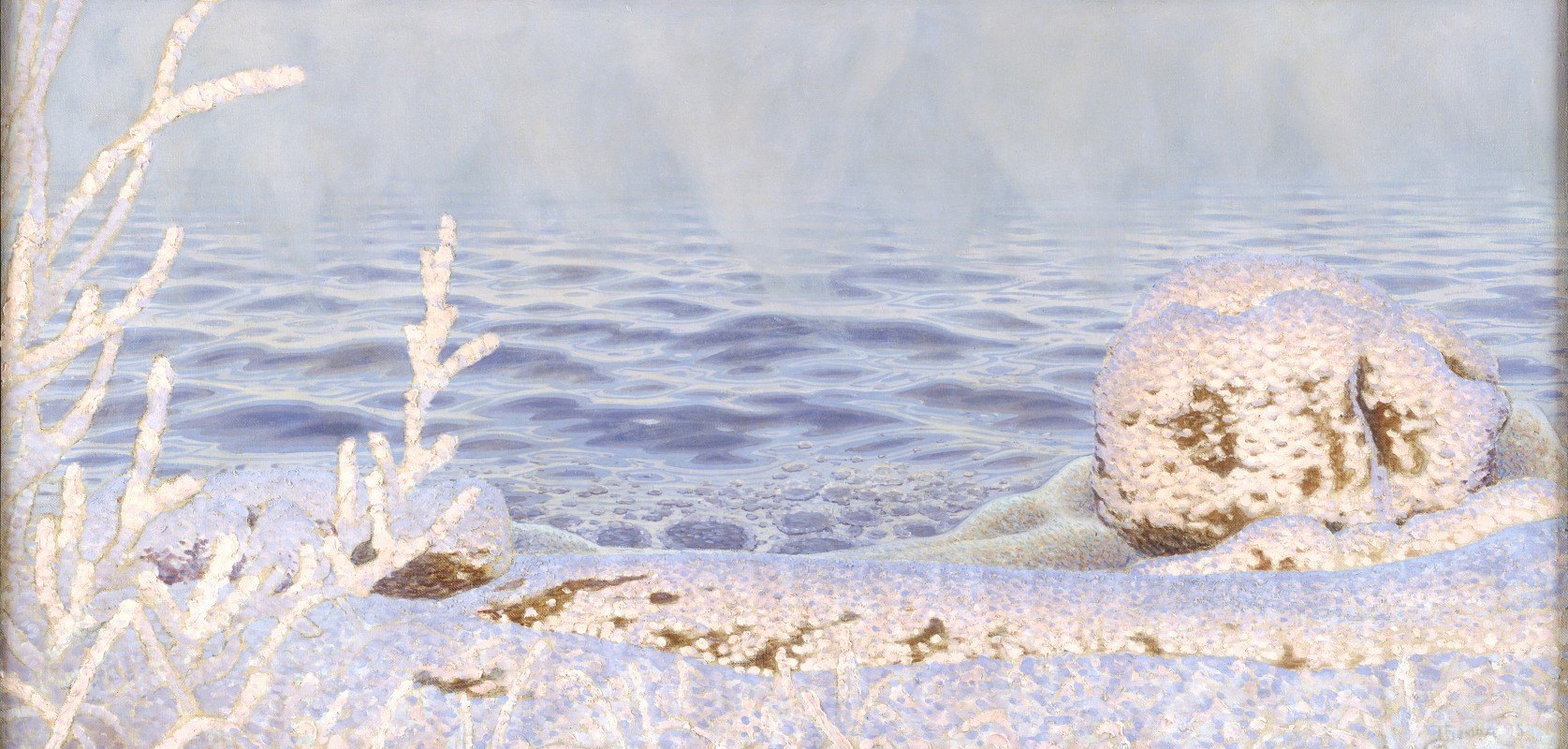 水上的第一口寒气`The First Breath of Cold on the Water (1895) by Gustaf Fjæstad
