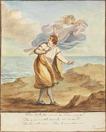 费迪南德和阿里尔`Ferdinand and Ariel (ca. 1781) by Mary Hoare