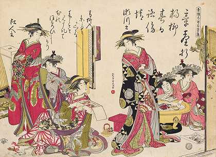 Shin bijin awase jihitsu kagami，Pl.2`Shin bijin awase jihitsu kagami, Pl.2 (1784) by Santō Kyōden