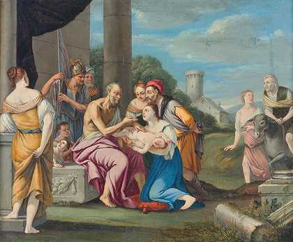 把水仙带到提雷西亚之前的麦冬`Liriope bringing Narcissus before Tiresias (late 17th Century) by Venetian School