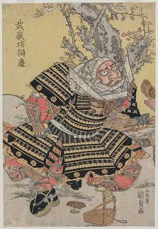 武藏本敬跪下`Musashibo Benkei Kneeling by a Plum Tree (c. mid or late 1810s) by a Plum Tree by Utagawa Kunisada (Toyokuni III)