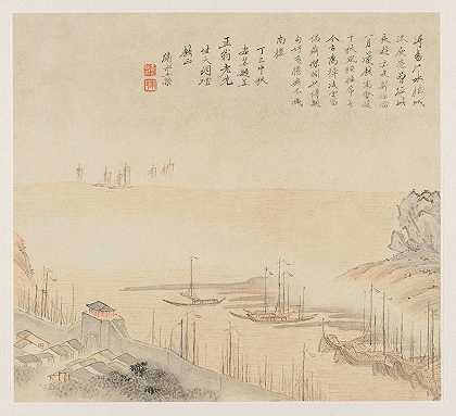 风景画册叶8`Album of Landscapes; Leaf 8 (1677) by Wang Gai