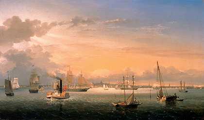 波士顿港`Boston Harbor by Fitz Henry Lane
