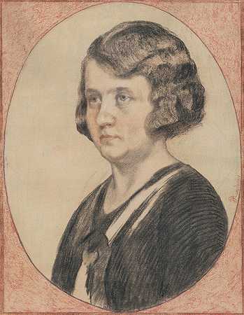 玛丽亚·哈努尔肖像`Portrét Márie Hanulovej (1938) by Jozef Hanula