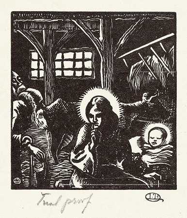 基督的诞生`Geboorte van Christus (1929) by Lucien Pissarro