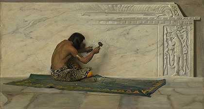 阿兹特克雕塑家`An Aztec Sculptor (1887) by George de Forest Brush