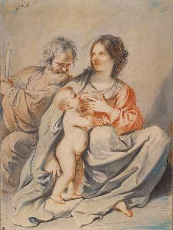 神圣的家庭`The Holy Family (1620s) by Guercino