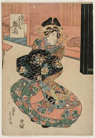 加多町入口处大口谷的妓女日野木`The Courtesan Hinaogi of the Daikokuya at the Entrance of Kadomachi (c. late 1820s or early 1830s) by Utagawa Sadakage