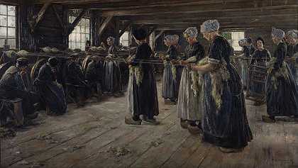 拉伦的亚麻谷仓`The Flax Barn at Laren (1887) by Max Liebermann