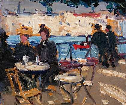 咖啡馆的场景`A Café Scene (ca. 1910~13) by James Wilson Morrice