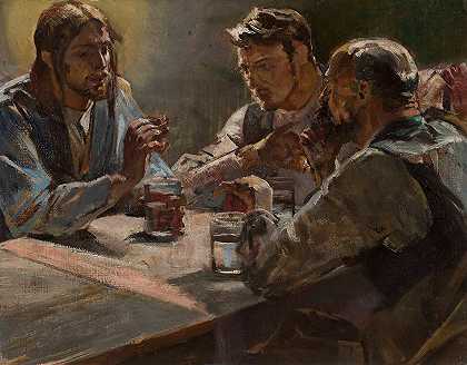 以马亚斯的基督`Christ in Emmaus (1897) by Jacek Malczewski