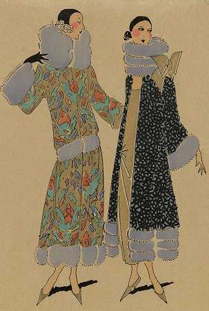 卷发。那件灰色兔子的裙子。。。`FRILEUSES. – Cette robe garnie de lièvre gris… (1923)
