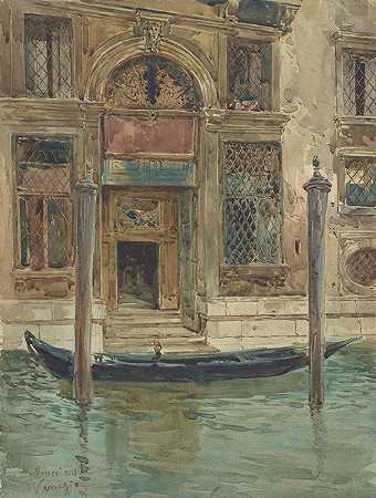 威尼斯宫殿的入口`Portal Of A Venetian Palace (1839–1911) by Daniele Bucciarelli