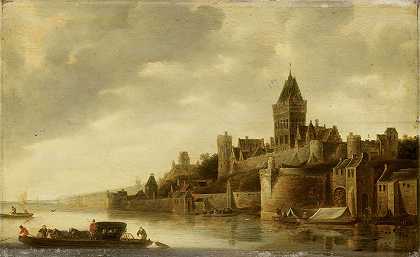 奈梅根山谷景观`View of the Valkhof in Nijmegen (c. 1645 ~ c. 1650) by Frans de Hulst