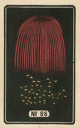 夜烟花98号`Night Fireworks no. 98 (1883) by Jinta Hirayama