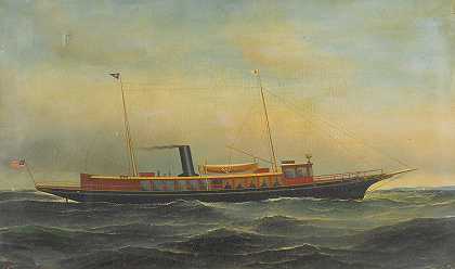 游艇阿兹特克`The Yacht aztec (1891) by Antonio Jacobsen