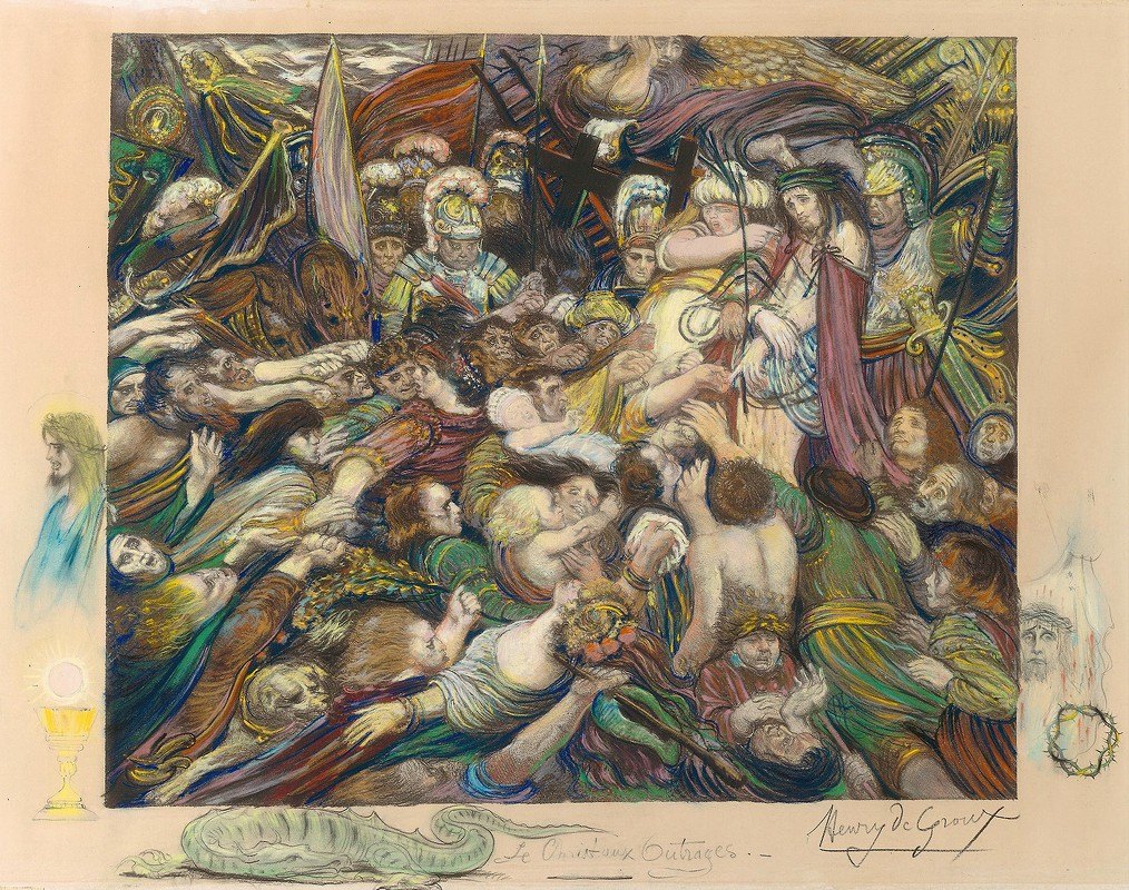 基督是折磨他的人之一`Christ Among His Tormentors (1894–1898) by Henri de Groux