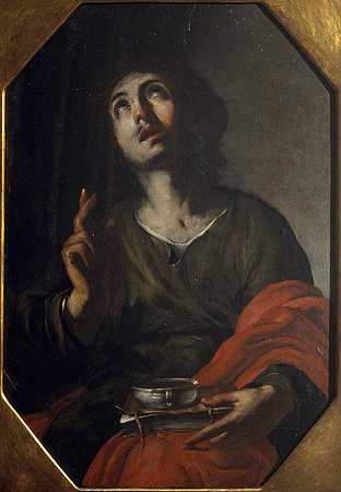 福音书作者圣约翰`Saint John the Evangelist (from 1635 until 1640) by Bernardo Cavallino
