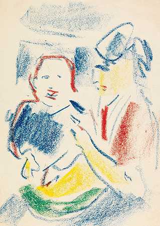 有孩子的女人`Frau mit Kind (1908) by Ernst Ludwig Kirchner