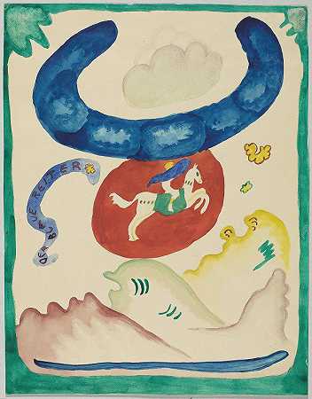 年鉴的封面设计蓝色骑士八、`Design for the cover of the almanac The Blue Rider VIII (1911) by Wassily Kandinsky