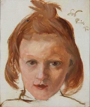 女孩的头`Head of a girl (1893) by Stanisław Wyspiański
