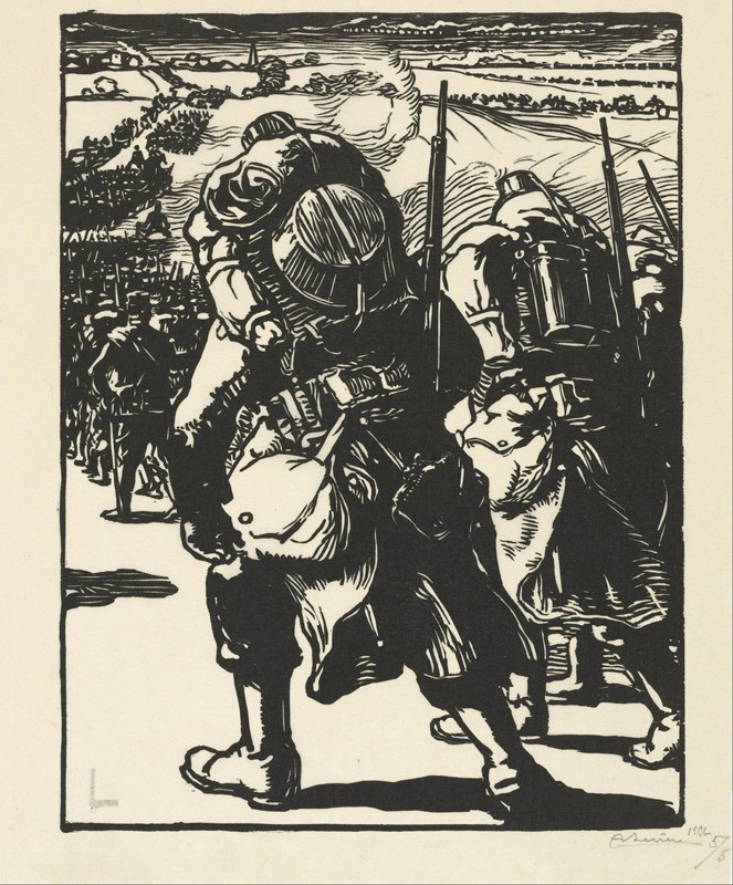 集中（军队的集中）`Le Concentration (The Concentration of Troops) (1914) by Auguste Louis Lepère