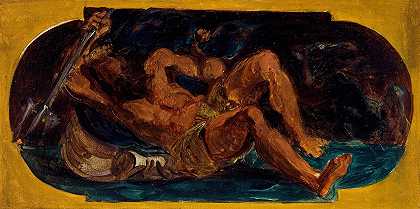 海王星舒缓海浪`Neptune apaisant les flots (1849 ~ 1852) by Eugène Delacroix
