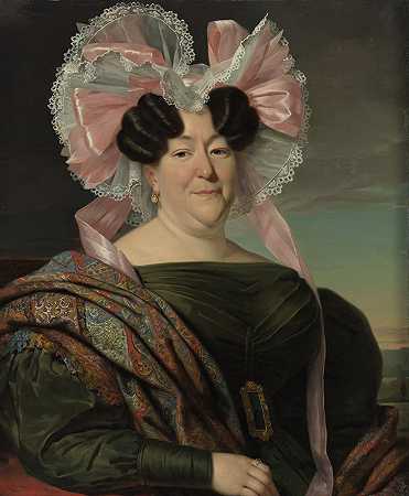 一个陌生女人的肖像`Portrait of an unknown woman (1829) by Jan Adam Kruseman