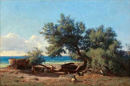 在意大利的海岸`On the Coast in Italy by Mikhail Spiridonovich Erassi