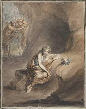 洞穴中的伊莫金辛贝林，第三幕第六场`Imogen in the Cave, Cymbeline, Act III, Scene VI (1782) by Mary Hoare
