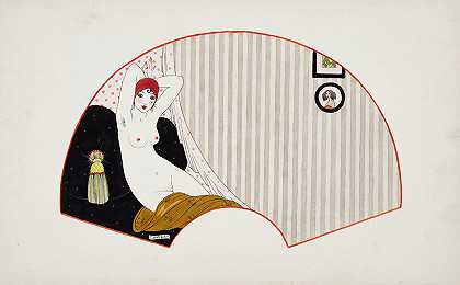沙发上的裸体女人`Femme nue sur un divan by George Barbier