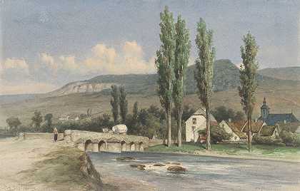 卢森堡Walferdange附近的山地景观`Berglandschap bij Walferdange, Luxemburg (1850 ~ 1929) by Piet Schipperus