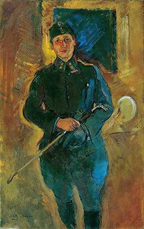 奥托·冯·艾切尔堡·佐塞内格担任骑兵中尉`Otto von Aichelburg~Zossenegg als Kavallerieoberleutnant (1916) by Anton Kolig