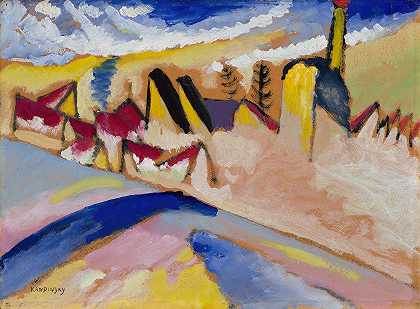 学习冬季二号`Study for Winter No. II (1911) by Wassily Kandinsky
