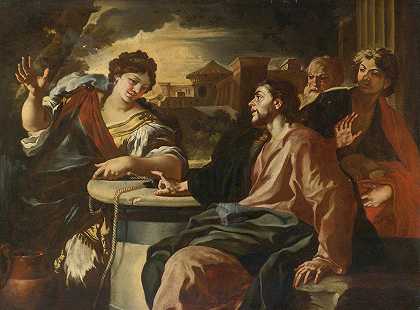 基督和撒玛利亚的女人`Christ And The Woman Of Samaria by Francesco Solimena
