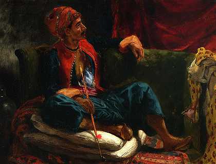 19世纪的吸烟者`The Smoker, 19th Century by Eugene Delacroix