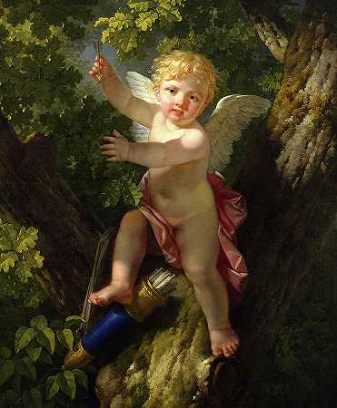 树上的丘比特，1800年`Cupid in a Tree, 1800 by Jean-Jacque-Francois le Barbier